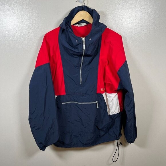 L.L. Bean Other - Vintage L.L. Bean Anorak Quarter Zip Jacket Mens Size Large Blue Red Made In USA